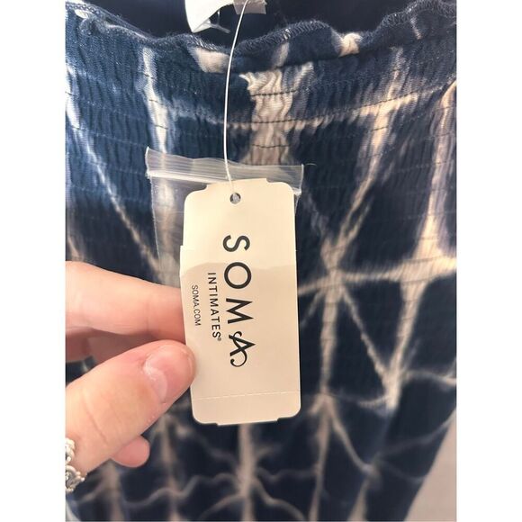 Soma maxi bra navy blue and white maxi dress size medium C23-5 - Picture 4 of 5